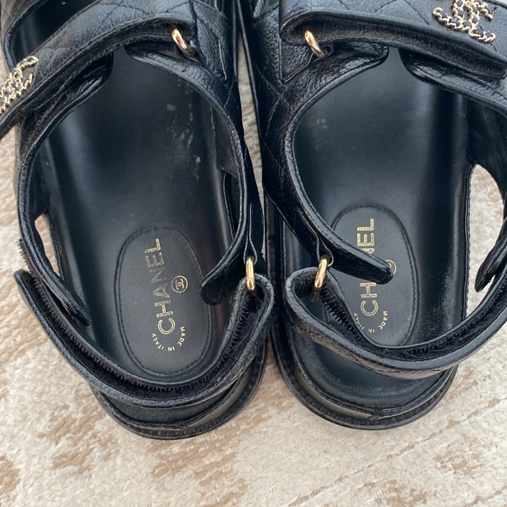 Chanel black leather cc GHW dad sandals 40C - Picture 6 of 10